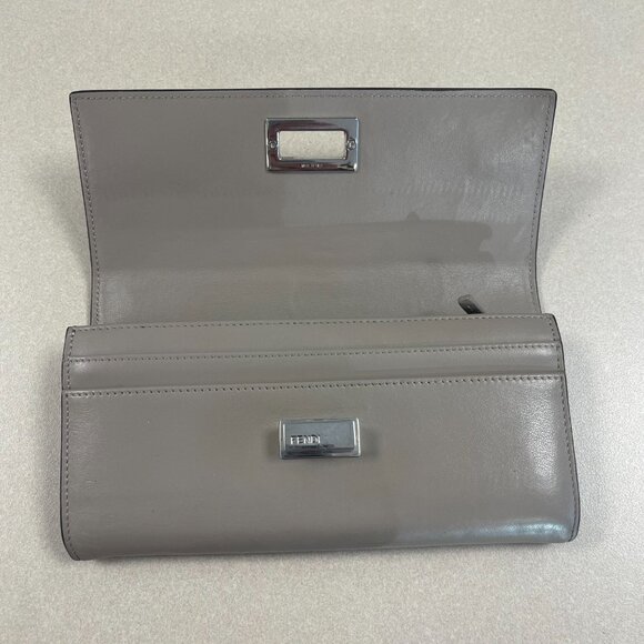 FENDI Peekaboo Leather Continental Wallet w/Turnlock - Greige - Preowned - Picture 6 of 15